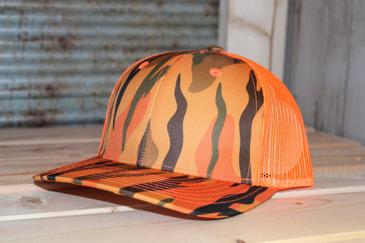 Orange Tiger Stripe Trucker